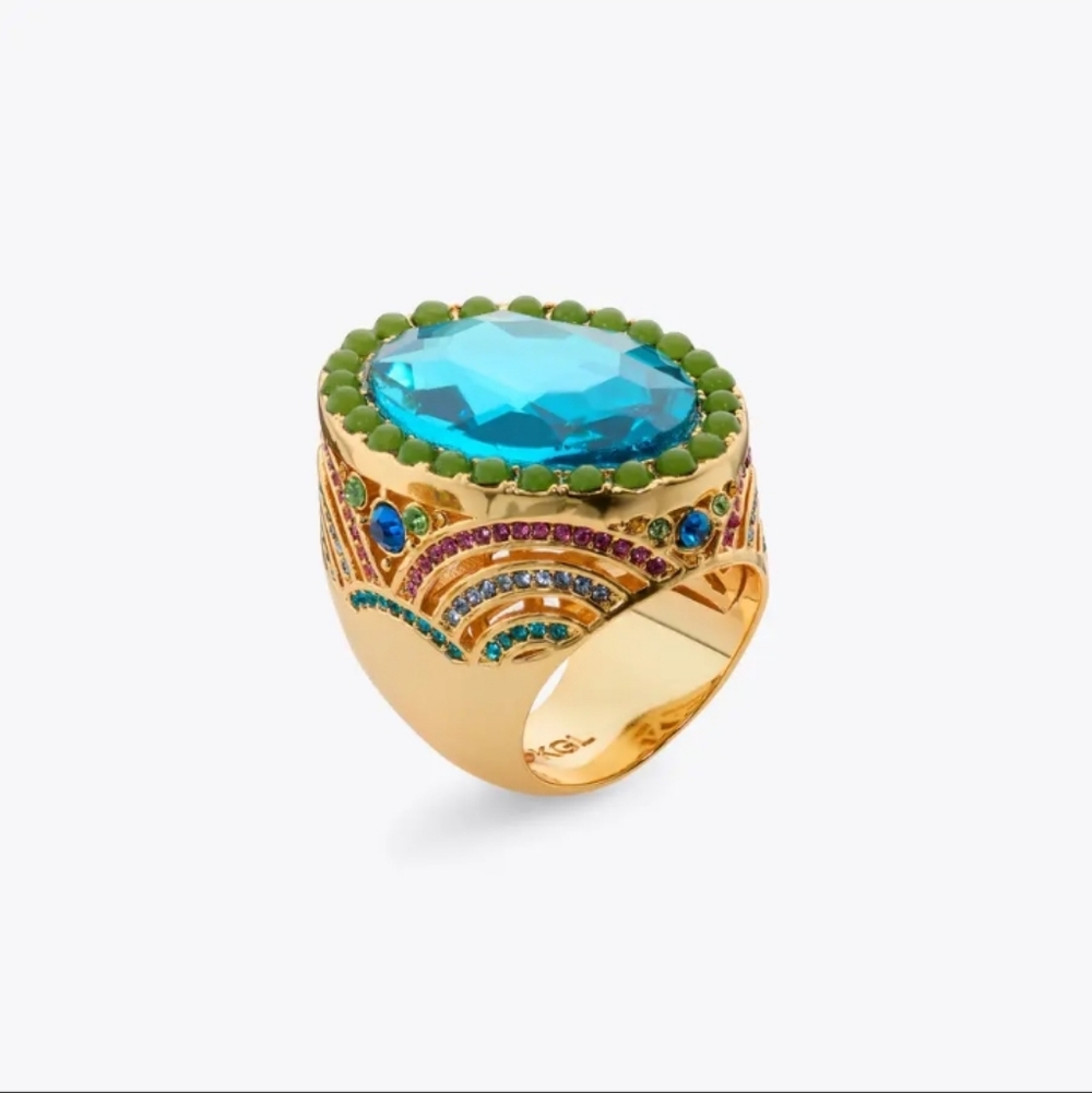 Low Start Kurt Geiger-Oval Cocktail Ring (Teal/Green 💚💙)- 9 US - Picture 4 of 6